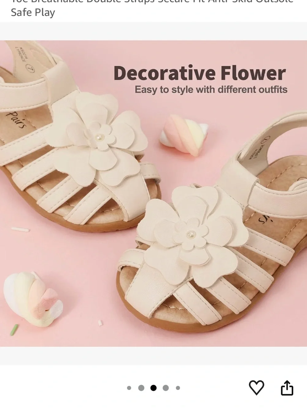 DREAM PAIRS Girls Closed Toe Sandals – White Floral Dress Sandal